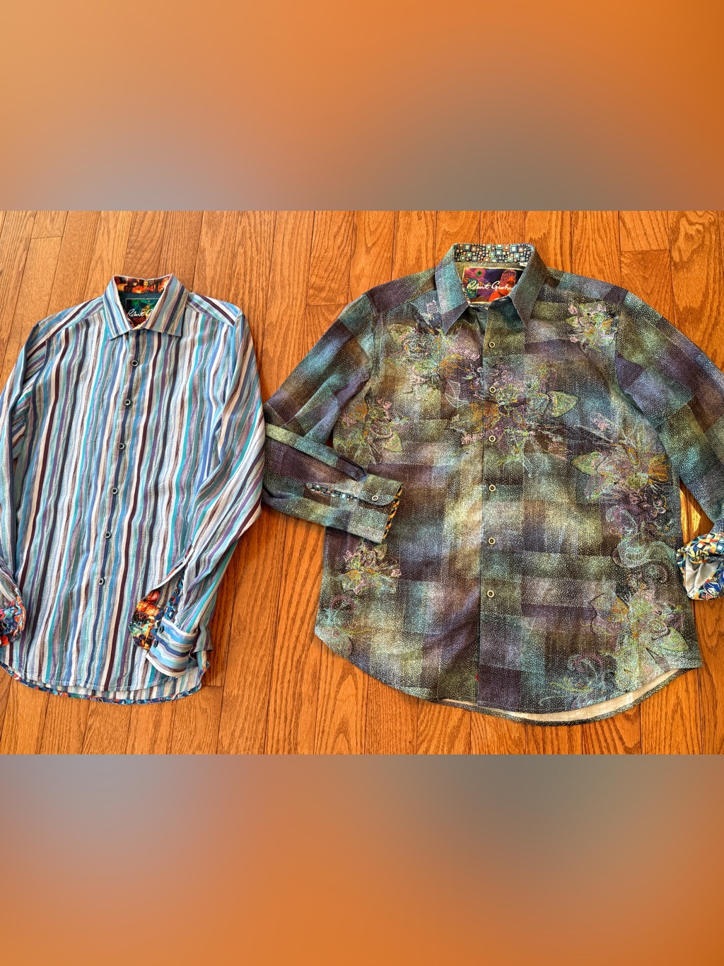 Robert Graham Molaa Bay Large Ls & Blue Purple Striped Ls Button Down Shirt